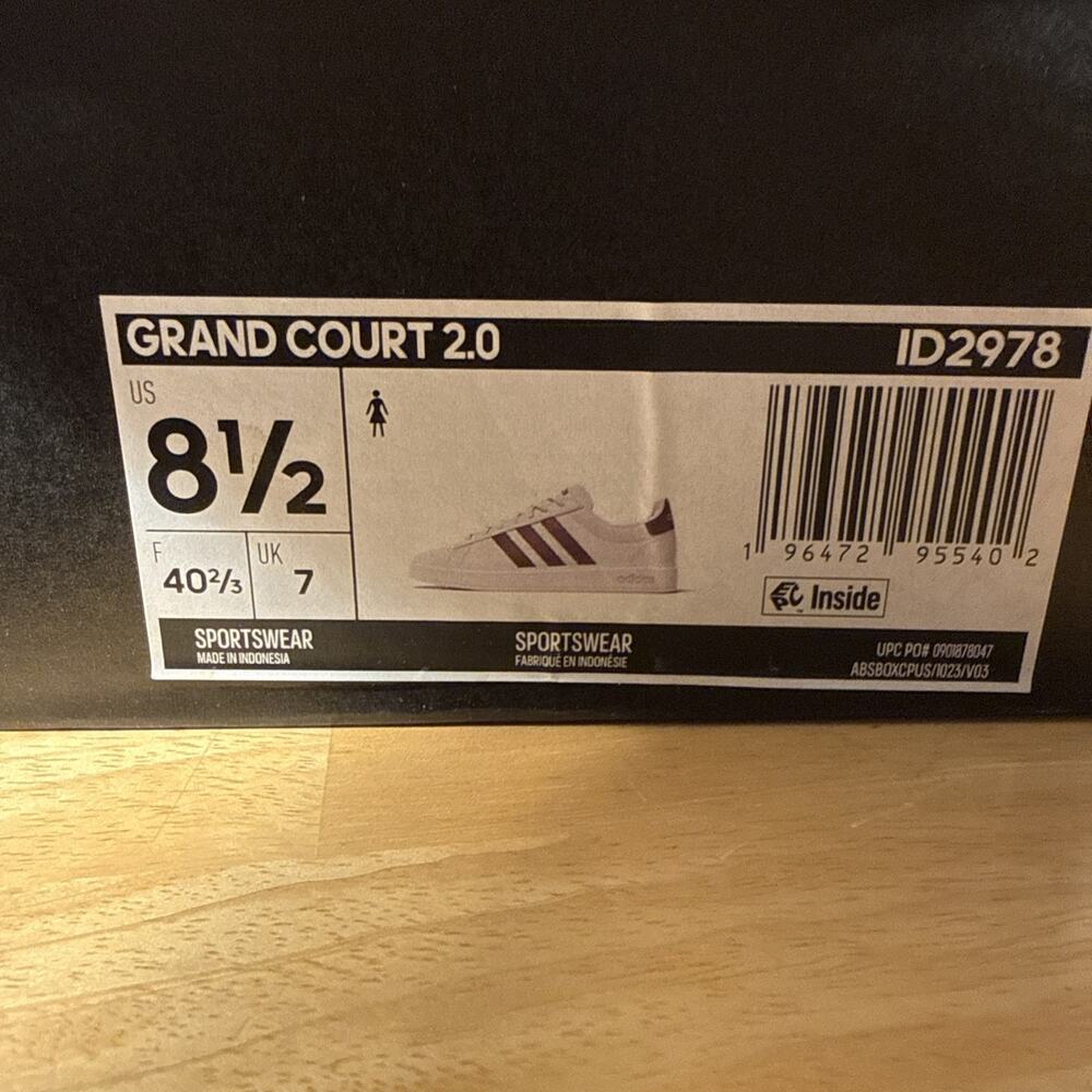 NIB adidas Womens Grand Court 2.0 Shoes Cloud White / Aurora Met Size 8.5 - Picture 11 of 11